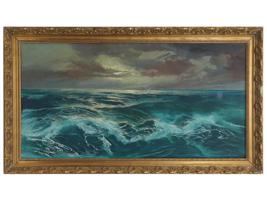 LARGE SEA SCAPE OIL PAINTING SIGNED BY THE ARTIST