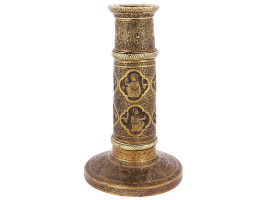 ANTIQUE PERISAN QAJAR CANDLESTICK WITH ENGRAVING