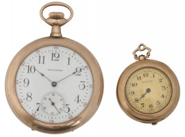 PAIR OF ANTIQUE GOLD FILLED WALTHAM POCKET WATCH