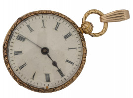 14K GOLD CHARLES OUDIN ENGRAVED POCKET WATCH