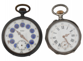 PAIR OF ELROY ONE JEWEL ENGRAVED POCKET WATCHES