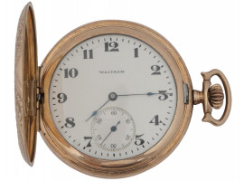 10K GOLD FILLED 17 JEWELS WALTHAM POCKET WATCH