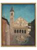 ITALIAN CATHEDRAL OIL PAINTING SIGNED BY ARTIST PIC-0