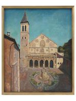 ITALIAN CATHEDRAL OIL PAINTING SIGNED BY ARTIST