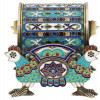 RUSSIAN GILT SILVER ENAMEL NAPKIN RING STAND PIC-1