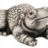 RUSSIAN SILVER FROG FIGURINE WITH GARNET EYES PIC-0