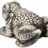 RUSSIAN SILVER FROG FIGURINE WITH GARNET EYES PIC-1