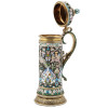 RUSSIAN GILT SILVER CLOISONNE ENAMEL TANKARD PIC-1