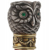 RUSSIAN SILVER ENAMEL GEMSTONES OWL CANE HANDLE PIC-3