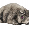 RUSSIAN SILVER FIGURE OF A PIG WITH RUBY EYES PIC-0