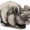 RUSSIAN SILVER FIGURE OF A MOUSE WITH RUBY EYES PIC-0