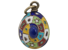 RUSSIAN GILT SILVER CLOISONNE ENAMEL EGG PENDANT