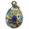 RUSSIAN GILT SILVER CLOISONNE ENAMEL EGG PENDANT PIC-1