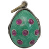 RUSSIAN SILVER ENAMEL EGG PENDANT W RUBY STONES PIC-1