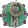 RUSSIAN SILVER ENAMEL EGG PENDANT W RUBY STONES PIC-2