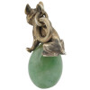 RUSSIAN GILT SILVER JADE DOG FIGURINE EGG PENDANT PIC-2