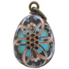 RUSSIAN GILT SILVER CLOISONNE ENAMEL EGG PENDANT PIC-0