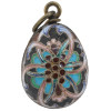 RUSSIAN GILT SILVER CLOISONNE ENAMEL EGG PENDANT PIC-1