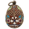 RUSSIAN SILVER AND CLOISONNE ENAMEL EGG PENDANT PIC-1