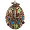 RUSSIAN SILVER AND CLOISONNE ENAMEL EGG PENDANT PIC-2