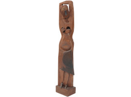 ABSTRACT CUBIST WOOD FEMALE FIGURE SCULPTURE