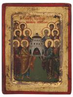 ANTIQUE GREEK SYNAXIS HOLY TWELVE APOSTLES ICON