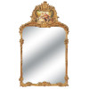ANTIQUE FRAMED WALL MIRROR WITH PAINTING ON TOP PIC-0