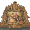 ANTIQUE FRAMED WALL MIRROR WITH PAINTING ON TOP PIC-1