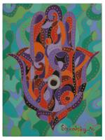 ABSTRACT PAINTING HAMSA HAND BY NATALIA SINKOVSKY