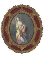 OVAL HAND PAINTED PRINT AFTER THOMAS GAINSBOROUGH