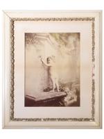 FRAMED ANTIQUE PHOTOGRAVURE CUPID BY FITZ GUERIN