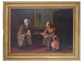 FRAMED DUTCH SCHOOL INTERIOR OIL PAINTING BY WECK