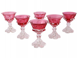 SET OF ANTIQUE 19TH C RUSSIAN RUBY GLASS GOBLETS