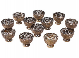 SET OF 12 OTTOMAN PIERCED ZARF COFFEE CUP HOLDERS