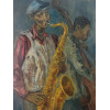 AMERICAN OIL PAINTING JAZZ MEN BY BRUCE MITCHELL PIC-1