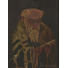 ANTIQUE JUDAICA OIL PAINTING SIGNED BY THE ARTIST PIC-1