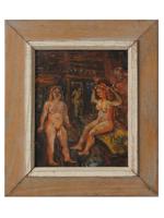 RUSSIAN FEMALE NUDE OIL PAINTING BY DAVID BURLIUK