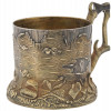 RUSSIAN GILT SILVER TREE STUMP TEA GLASS HOLDER PIC-0