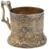 RUSSIAN GILT SILVER TREE STUMP TEA GLASS HOLDER PIC-1