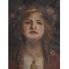 ANTIQUE OIL ON CANVAS FEMALE PORTRAIT PAINTING PIC-1