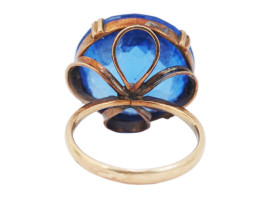 18K GOLD ENCRUSTED BLUE SPINEL STONE JEWELRY RING