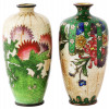 PAIR JAPANESE KUMENO TEITARO GINBARI ENAMEL VASES PIC-0