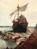 ANTIQUE EUROPEAN SCHOOL SEA SCAPE OIL PAINTING PIC-1