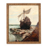 ANTIQUE EUROPEAN SCHOOL SEA SCAPE OIL PAINTING PIC-0