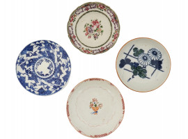 ANTIQUE CHINESE PORCELAIN FLORAL DESIGN PLATES