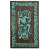 MAYAN COLORED STONE AND RESIN WOOD RELIEF PLAQUE PIC-0