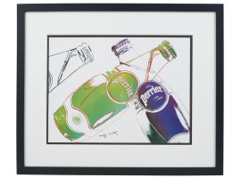 FRAMED WHITE PERRIER AD PRINT BY ANDY WARHOL