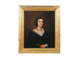 19TH CEN AMERICAN SCHOOL PORTRAIT OIL PAINTING