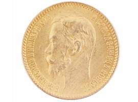 RUSSIAN EMPIRE NICHOLAS II 1900 5 RUBLE GOLD COIN