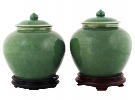 PAIR OF ORIENTAL CERAMIC JARS BY BARTHOLD COPPER